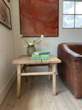 Load image into Gallery viewer, Vintage Square Blonde Wood Side Table
