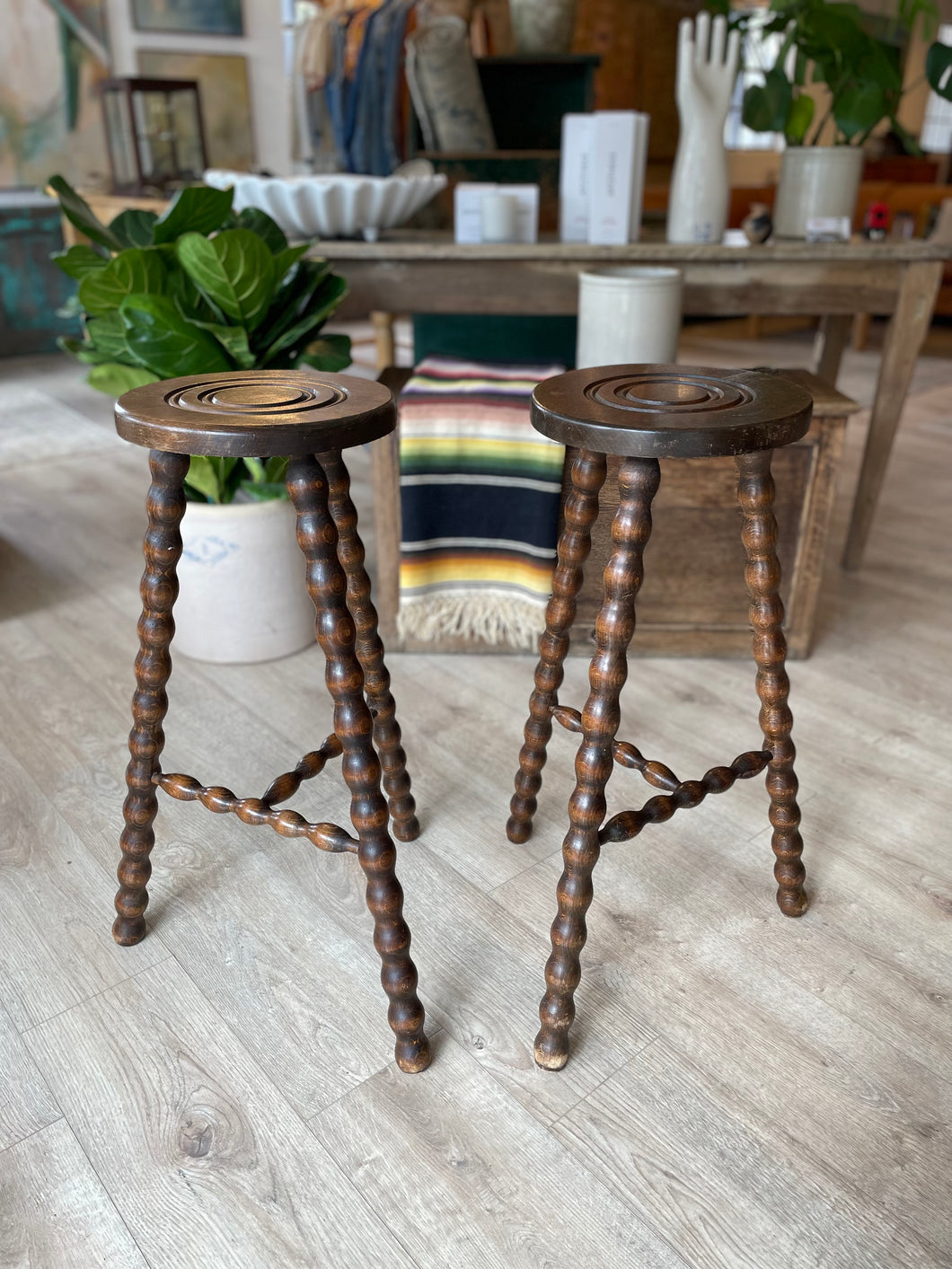 Vintage S/2 French Stools