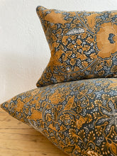 Load image into Gallery viewer, Vintage Indonesian Batik Pillow Blue &amp; Gold
