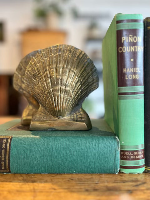 Vintage Brass Shell Book Ends