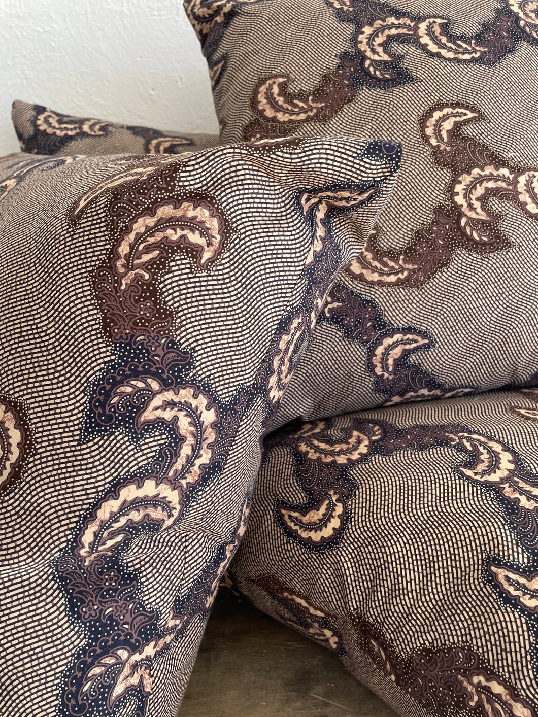 Vintage Indonesian Batik Pillow Leaves