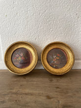 Load image into Gallery viewer, Vintage Mini Oval Gold Framed Flower Paintings Set
