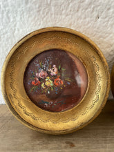 Load image into Gallery viewer, Vintage Mini Oval Gold Framed Flower Paintings Set
