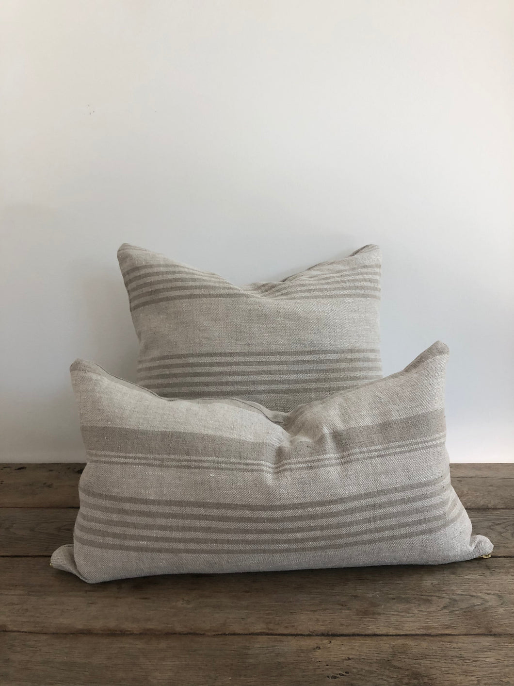 Linen Beige on Beige Multi-Stripe Pillow